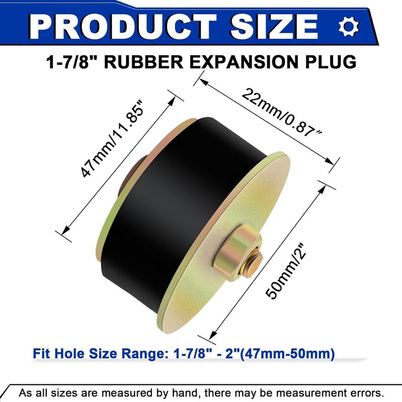 Daptemn 1-7/8" Rubber Expansion Freeze Plugs, 3PCS Automotive Engine Expandable Freeze Rubber Plugs Fit Hole: 1-7/8" to 2"(47 mm - 50 mm) - Image 2